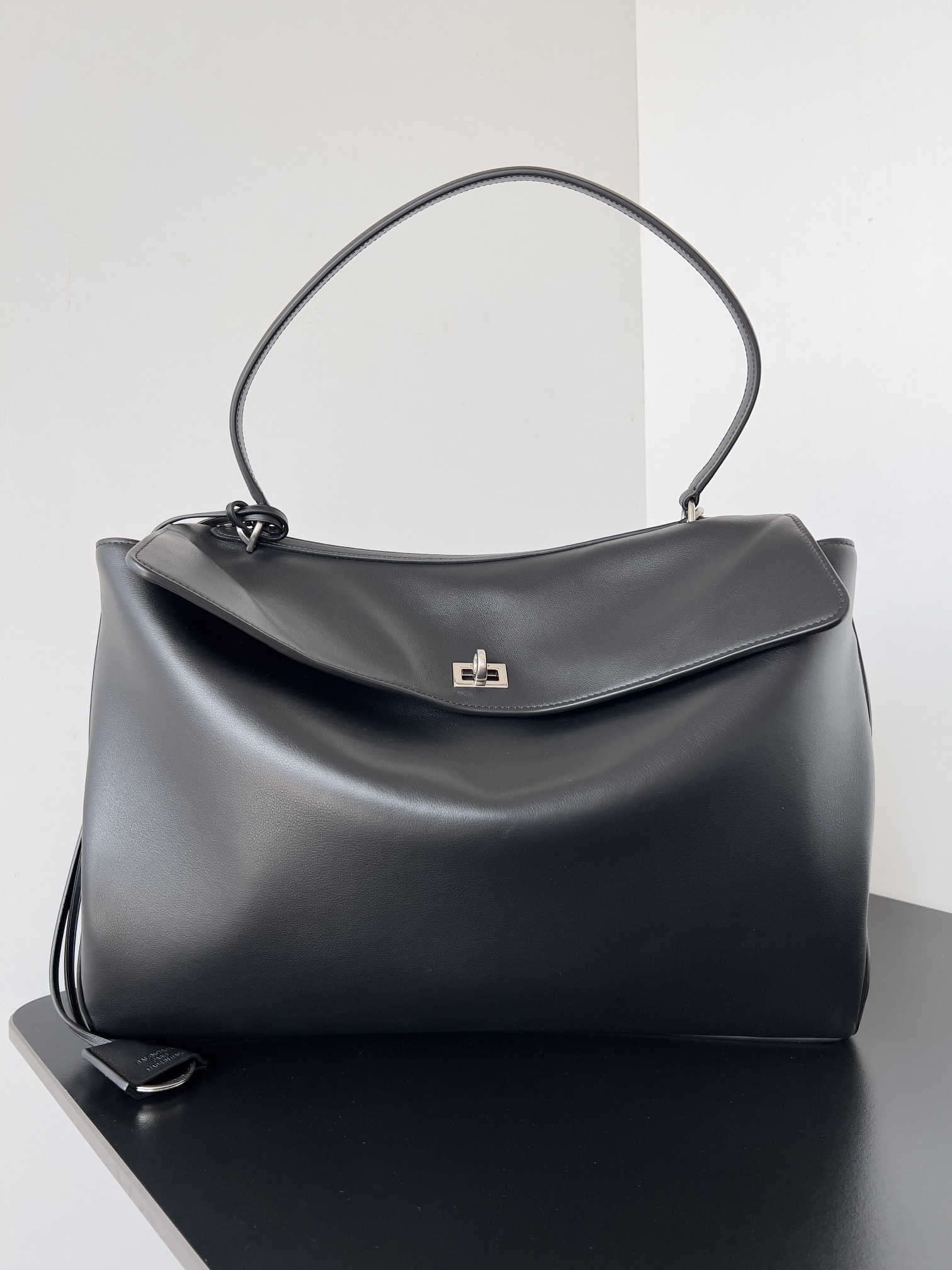 BALENCIAGA Rodeo Large Handbag in Black/Silver Hardware