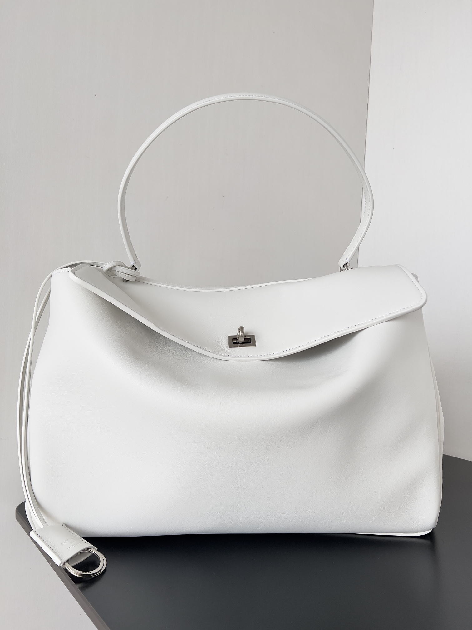 BALENCIAGA Rodeo Large Handbag in White/Silver Hardware