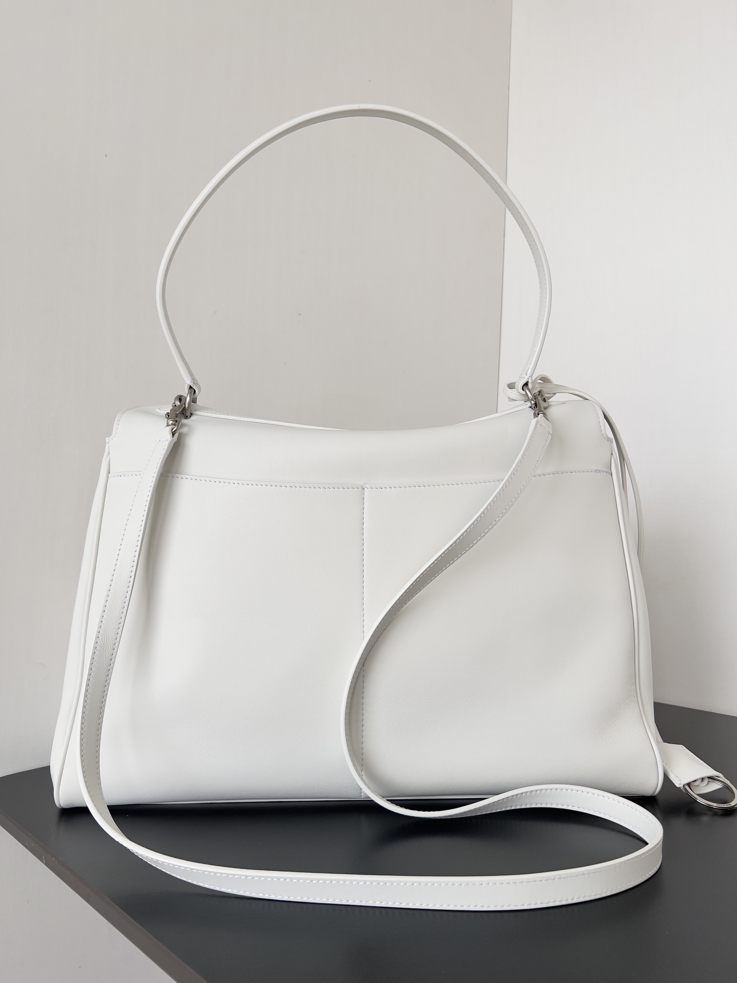 BALENCIAGA Rodeo Large Handbag in White/Silver Hardware