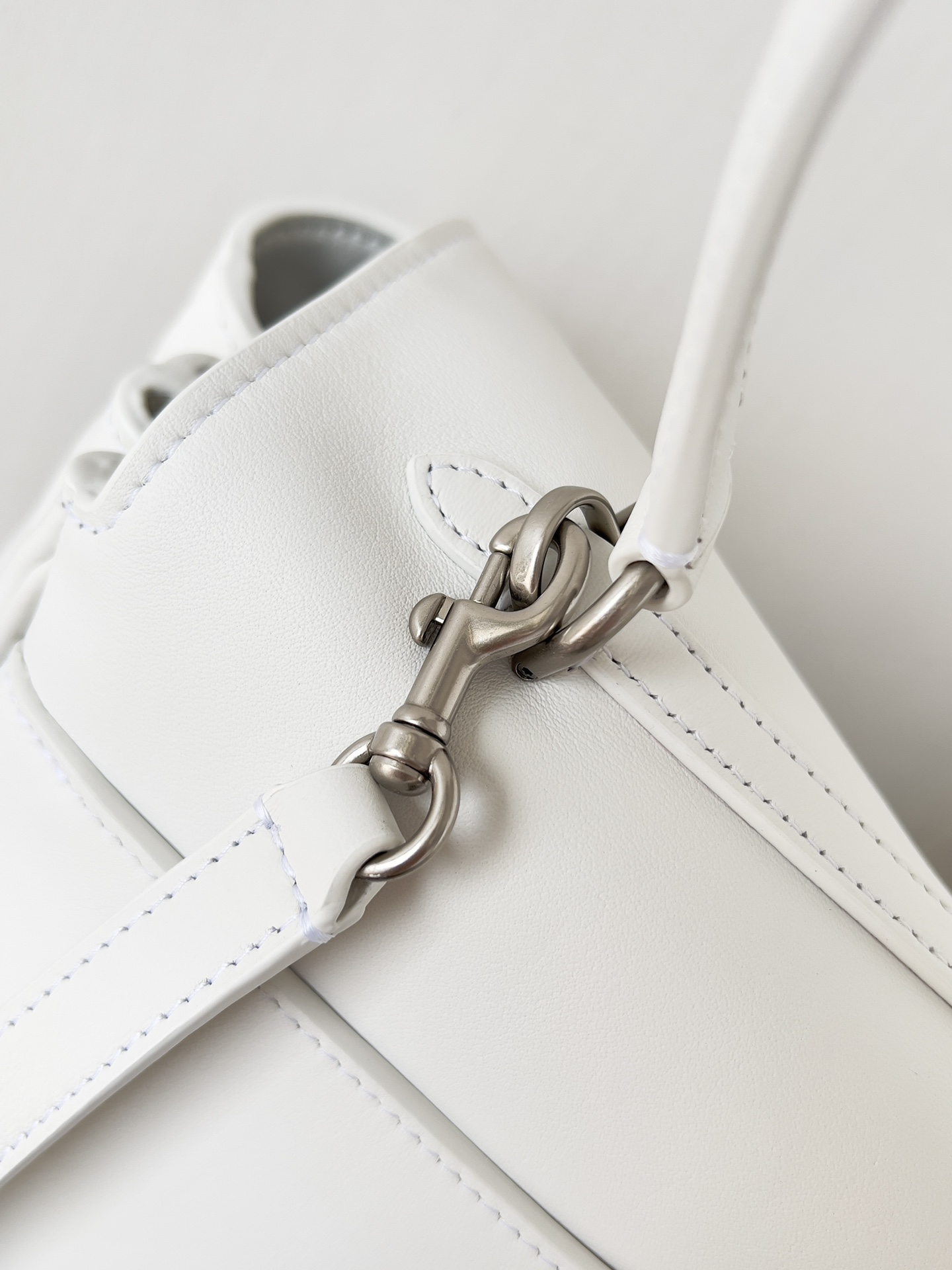 BALENCIAGA Rodeo Large Handbag in White/Silver Hardware