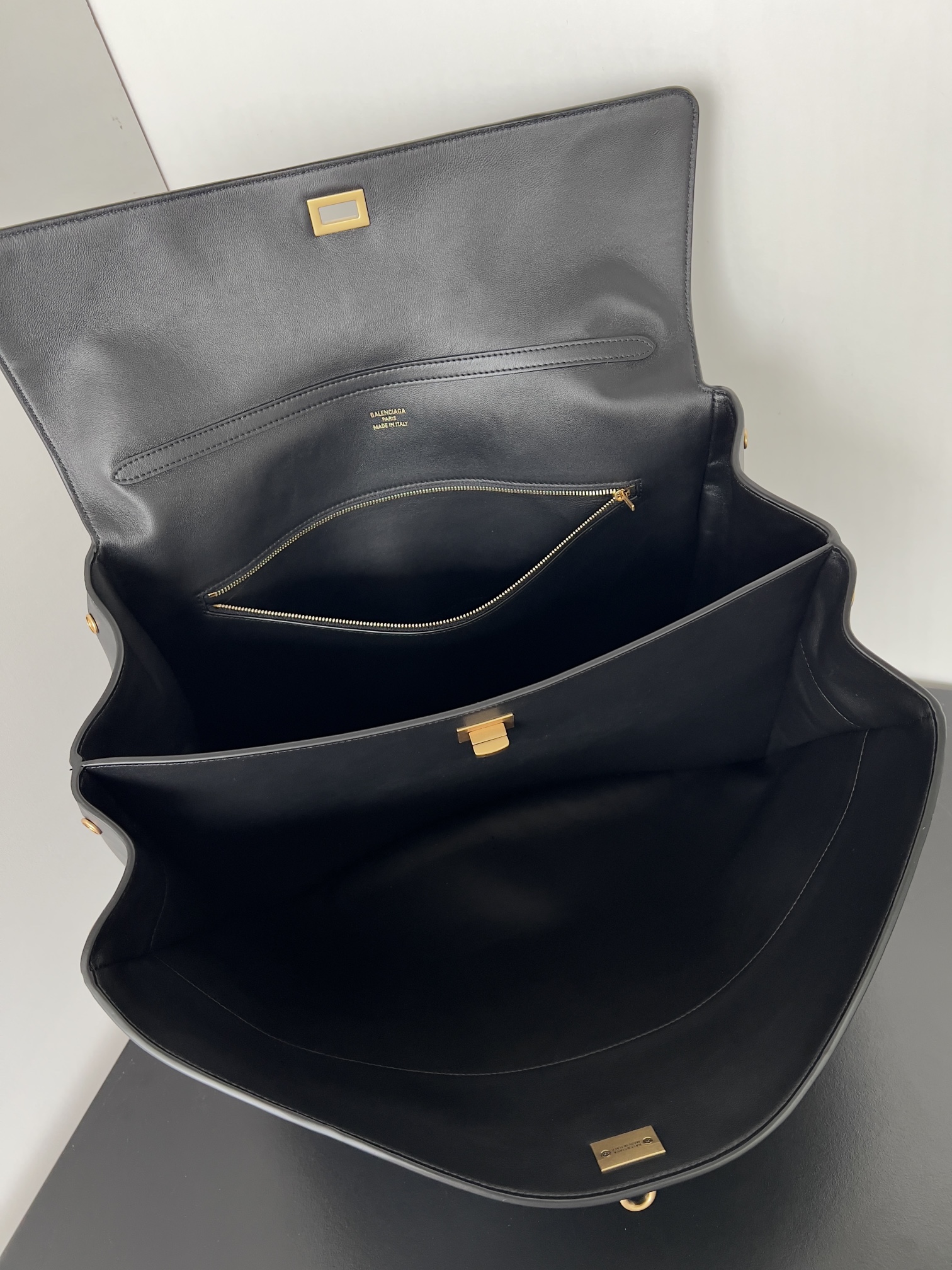 BALENCIAGA Rodeo Large Handbag in Black/Gold Hardware