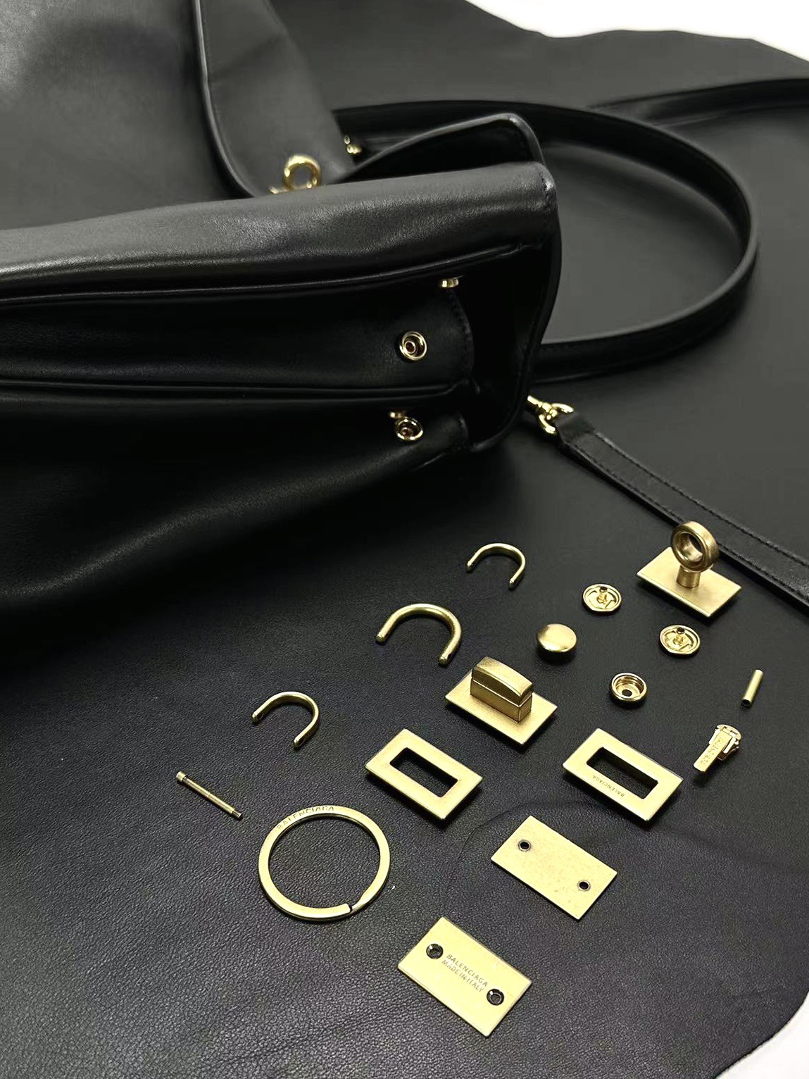 BALENCIAGA Rodeo Medium Handbag in Black/Gold Hardware