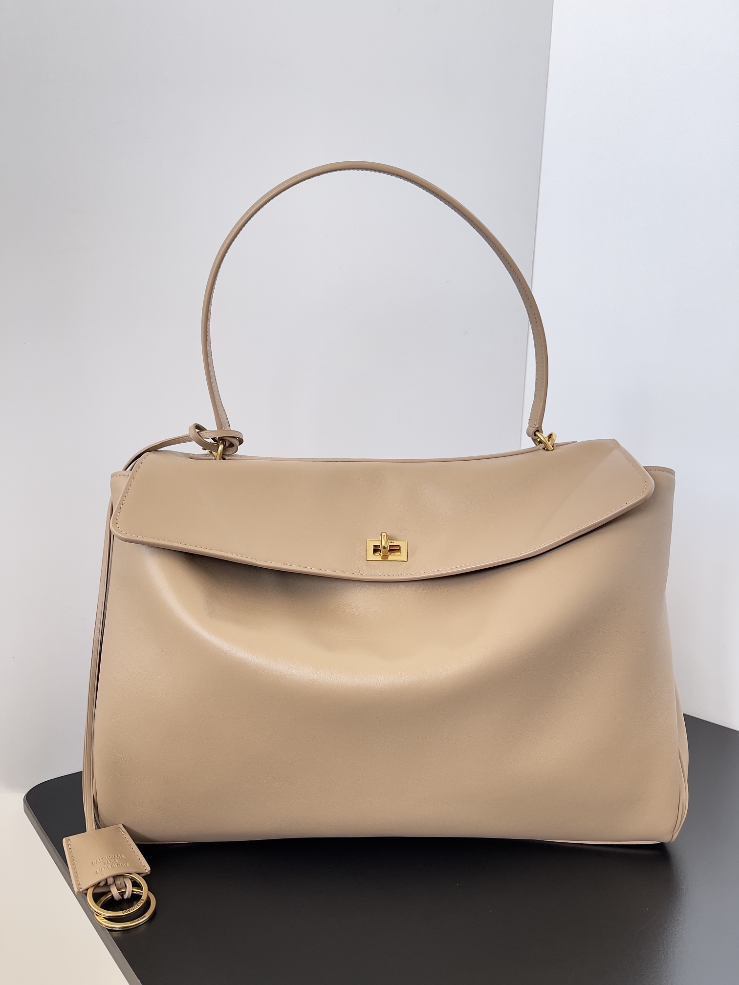 BALENCIAGA Rodeo Large Handbag in Latte/Gold Hardware