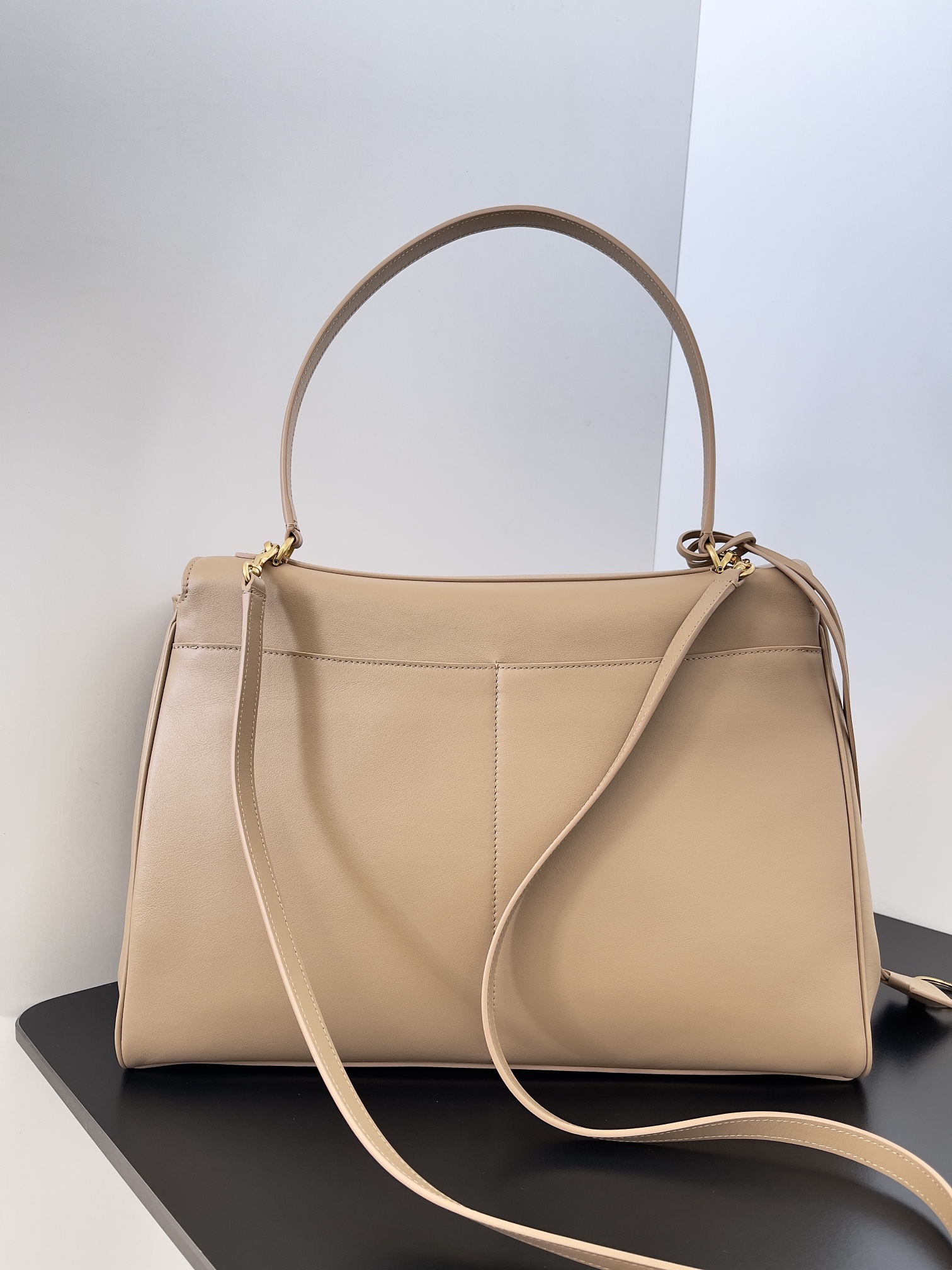 BALENCIAGA Rodeo Large Handbag in Latte/Gold Hardware