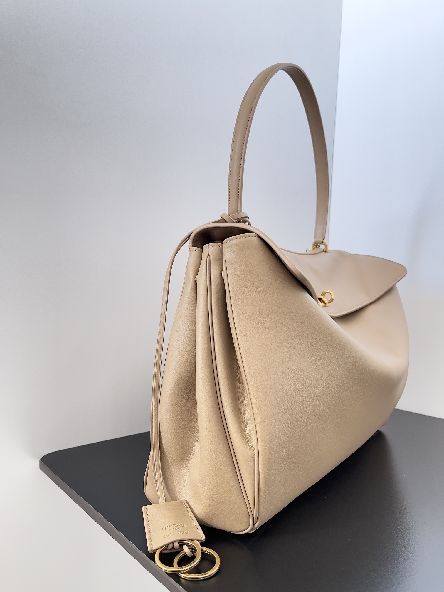 BALENCIAGA Rodeo Large Handbag in Latte/Gold Hardware