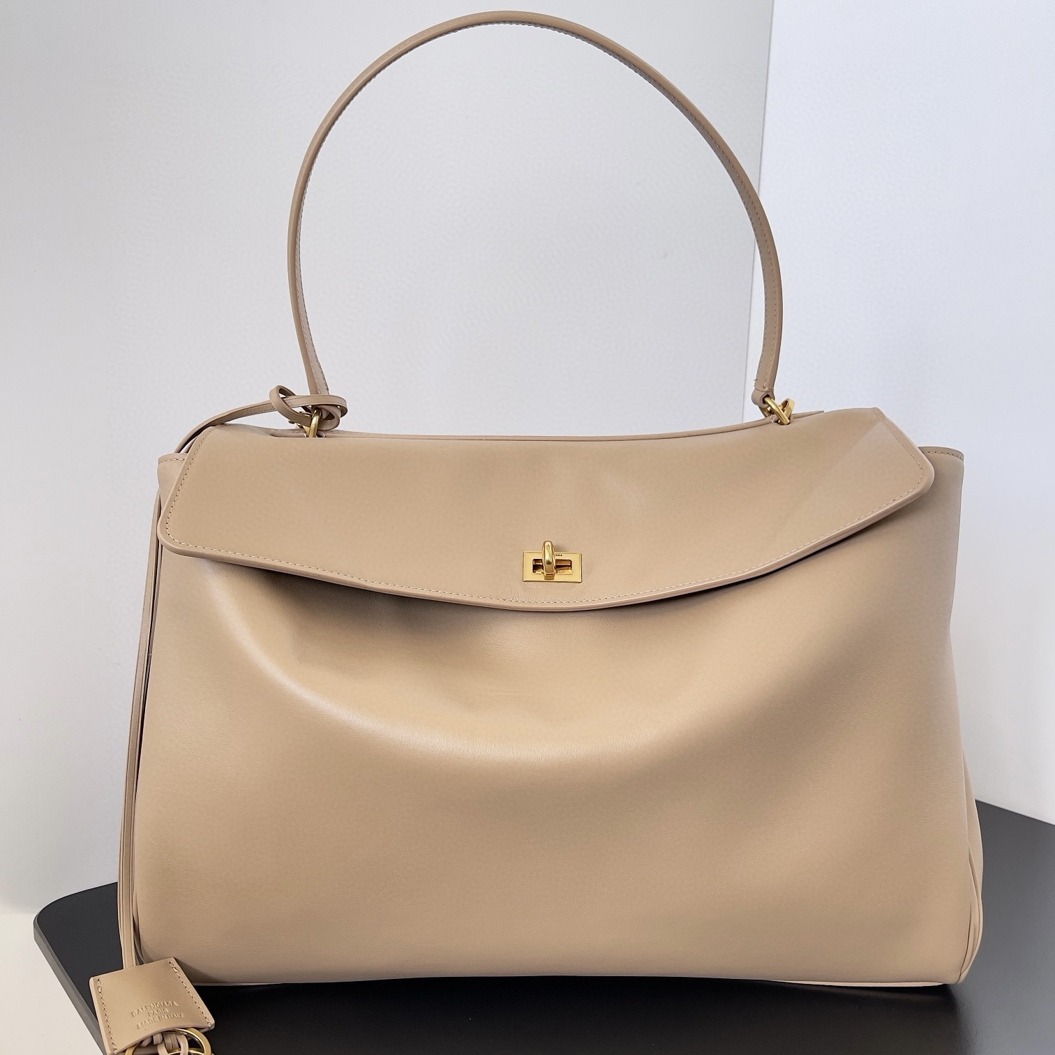 BALENCIAGA Rodeo Large Handbag in Latte/Gold Hardware