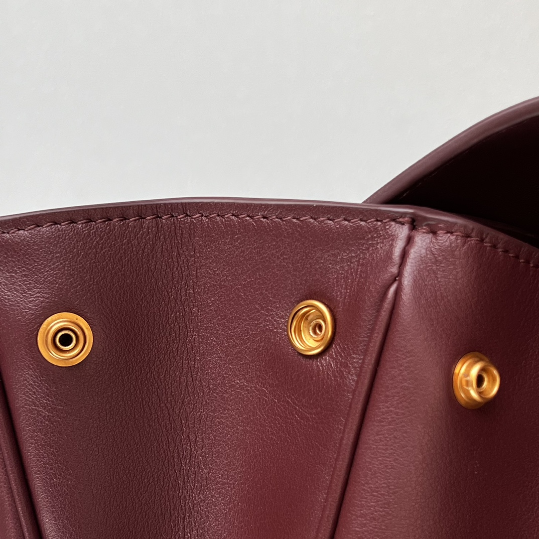 BALENCIAGA Rodeo Large Handbag in Burgundy/Gold Hardware