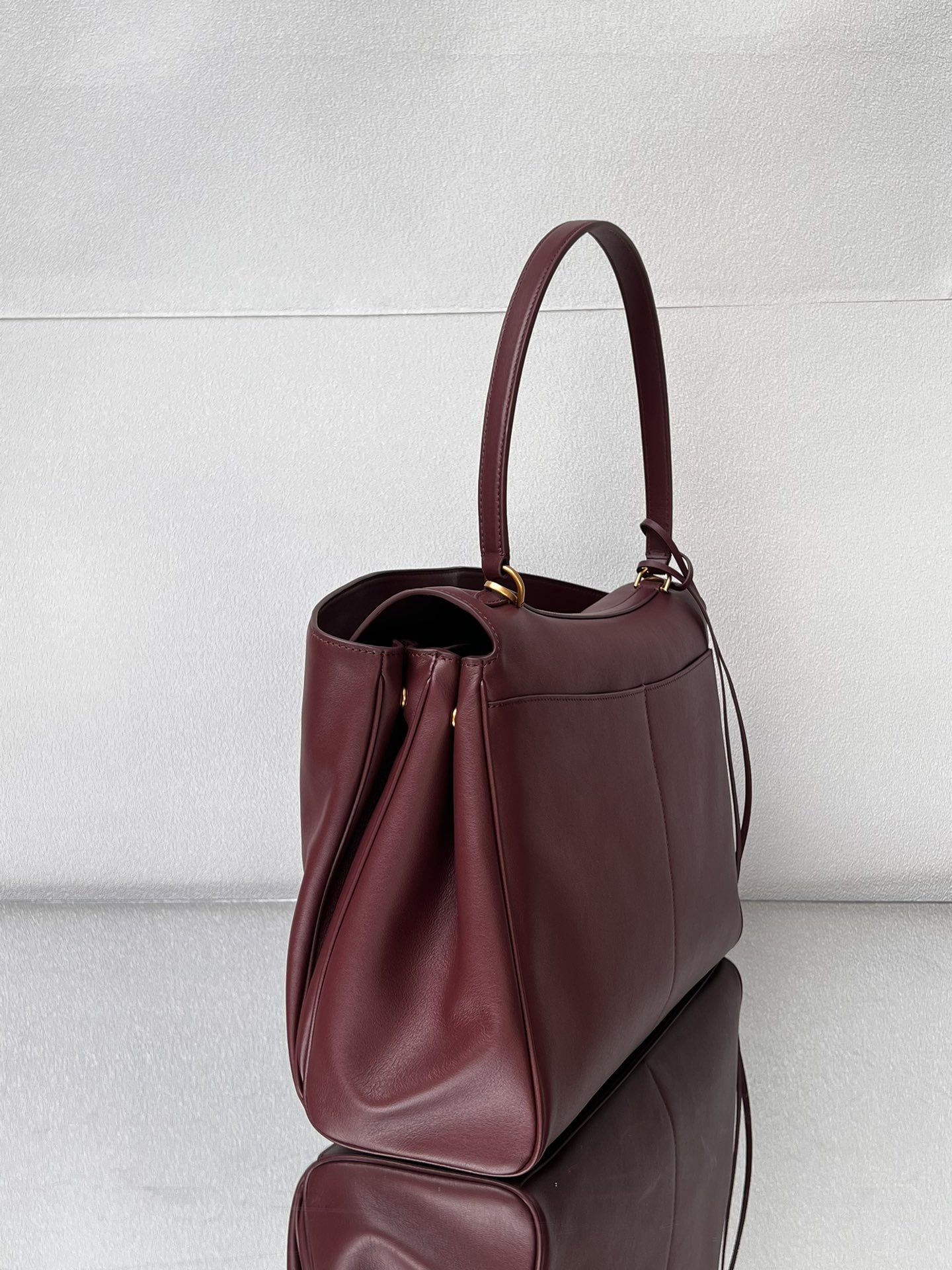 BALENCIAGA Rodeo Large Handbag in Burgundy/Gold Hardware