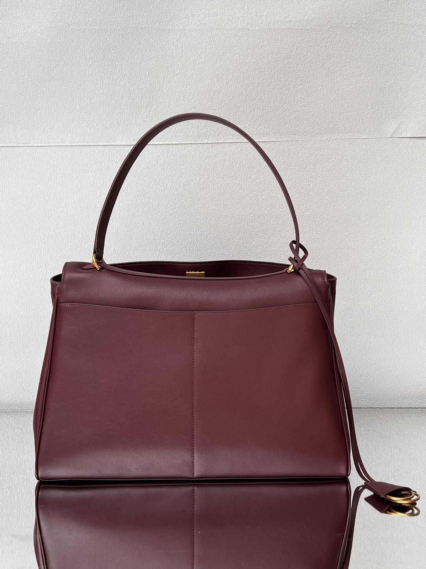 BALENCIAGA Rodeo Large Handbag in Burgundy/Gold Hardware