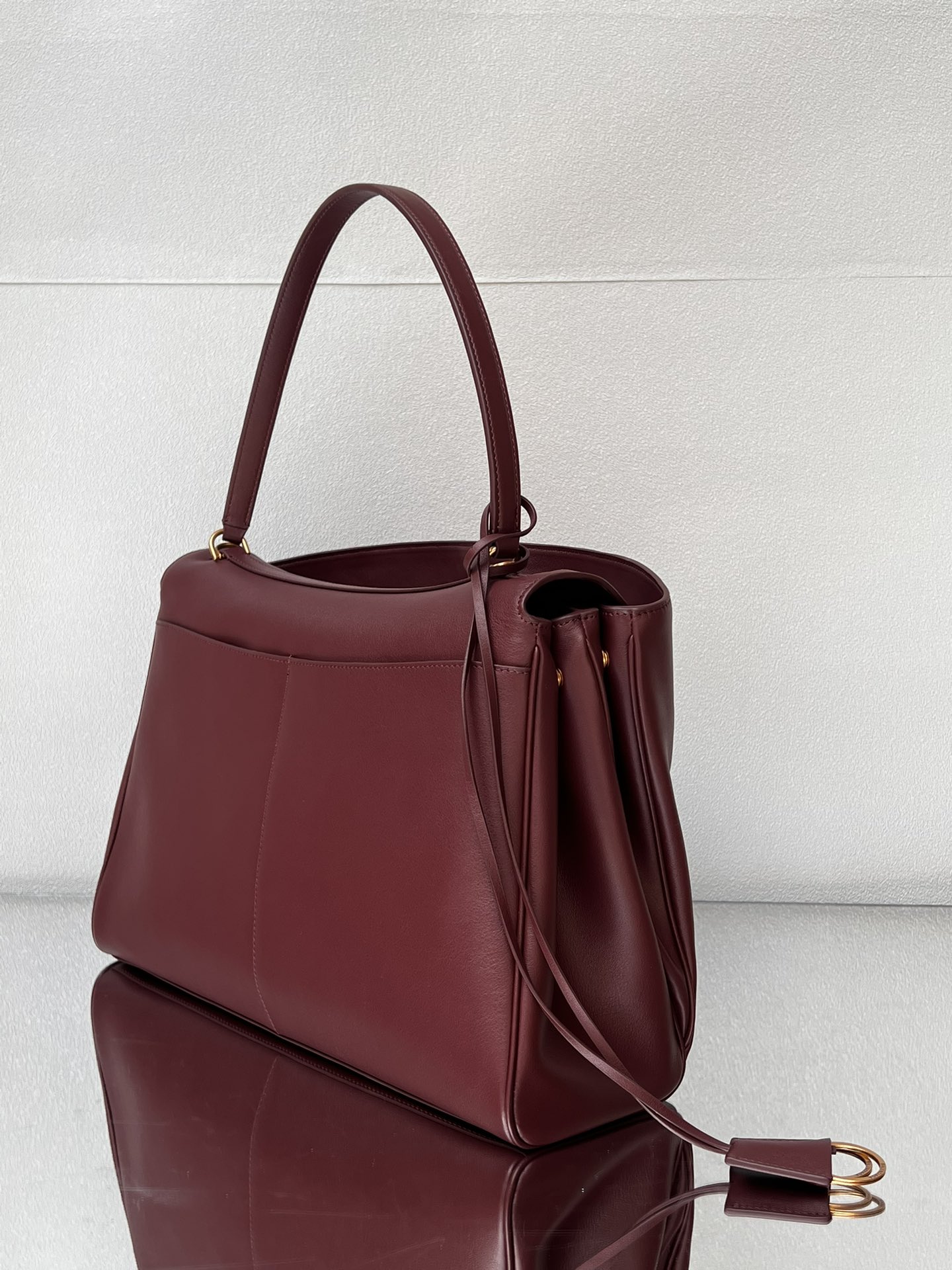 BALENCIAGA Rodeo Large Handbag in Burgundy/Gold Hardware