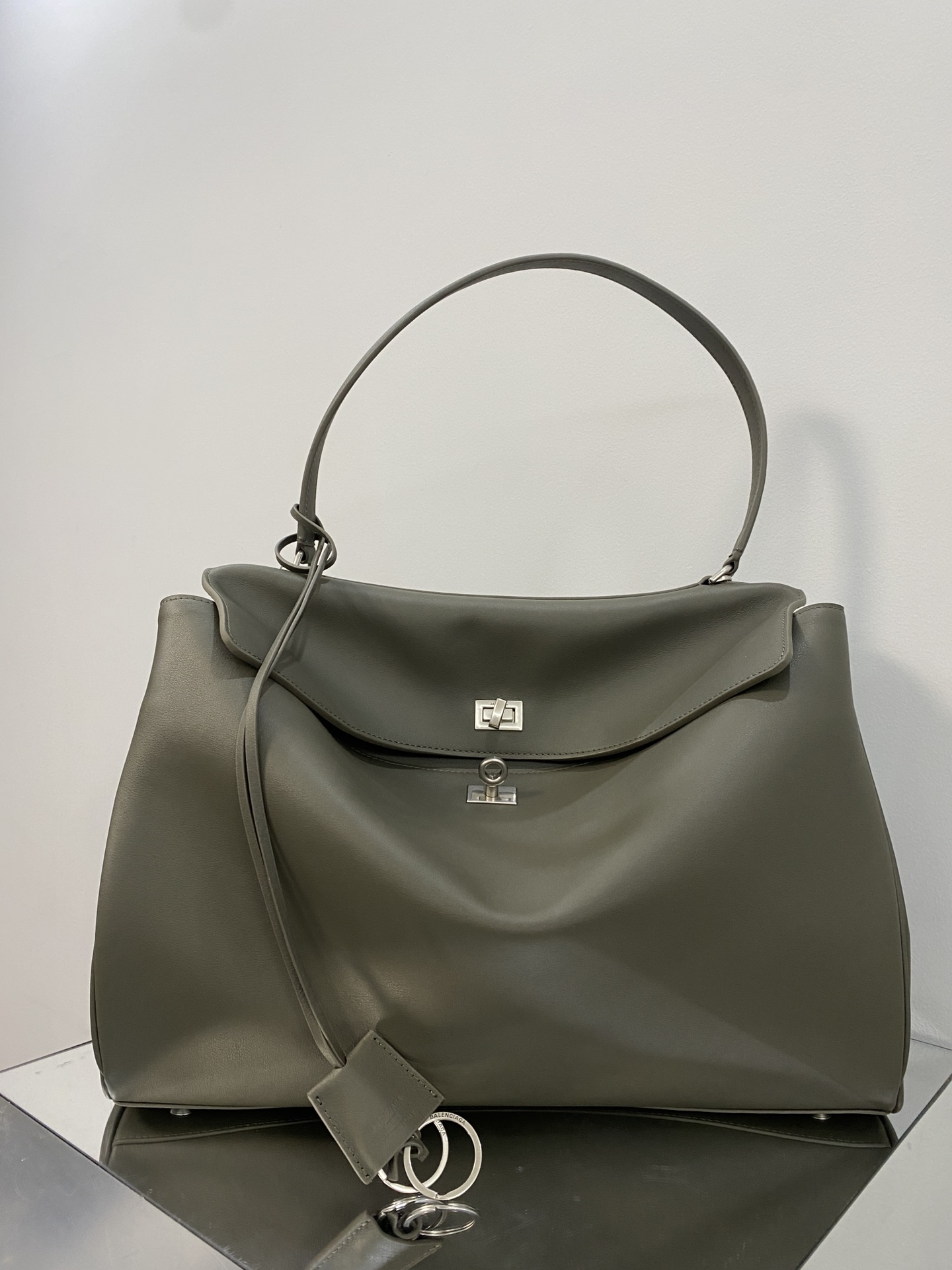 BALENCIAGA Rodeo Large Handbag in Khaki/Gold Hardware