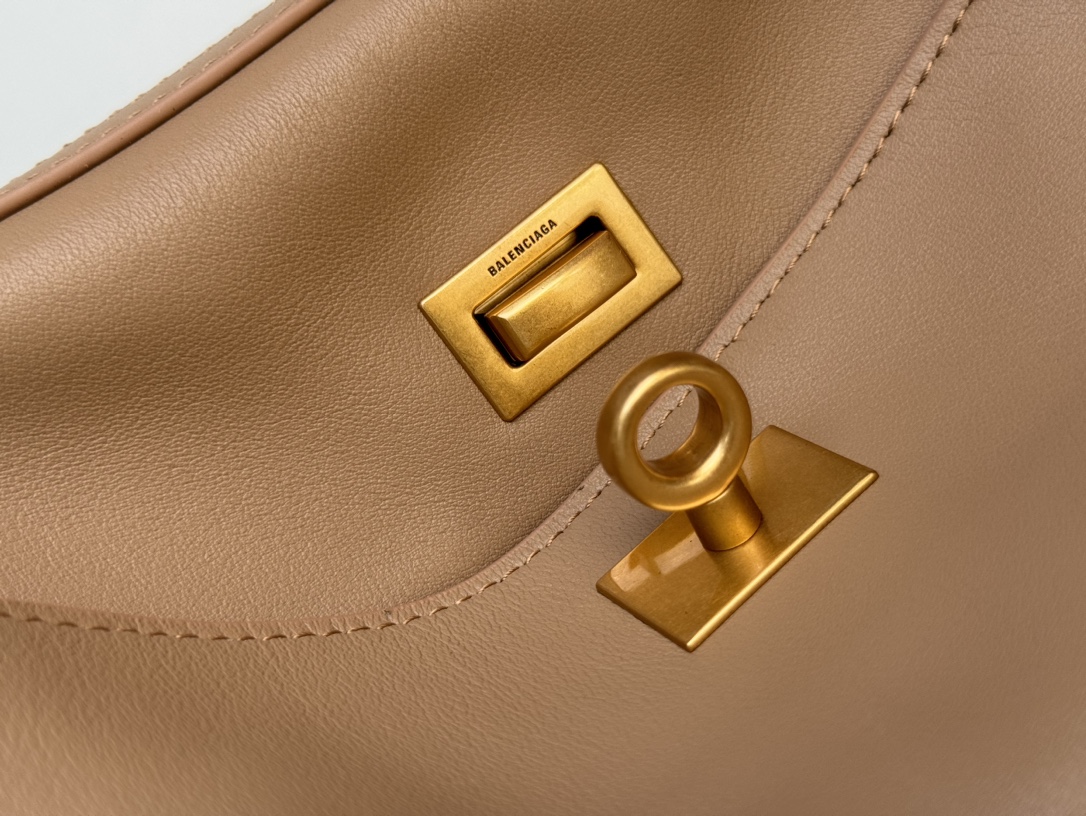 BALENCIAGA Rodeo Medium Handbag in Latte/Gold Hardware