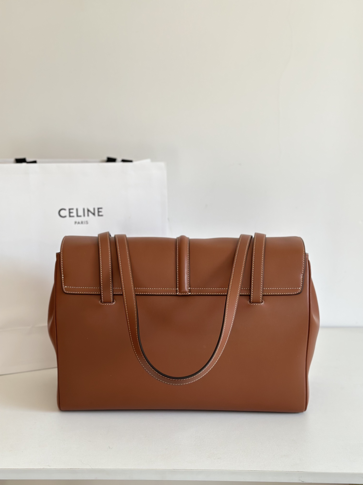 CELINE Large Soft 16 bag in Smooth Calfskin Tan 