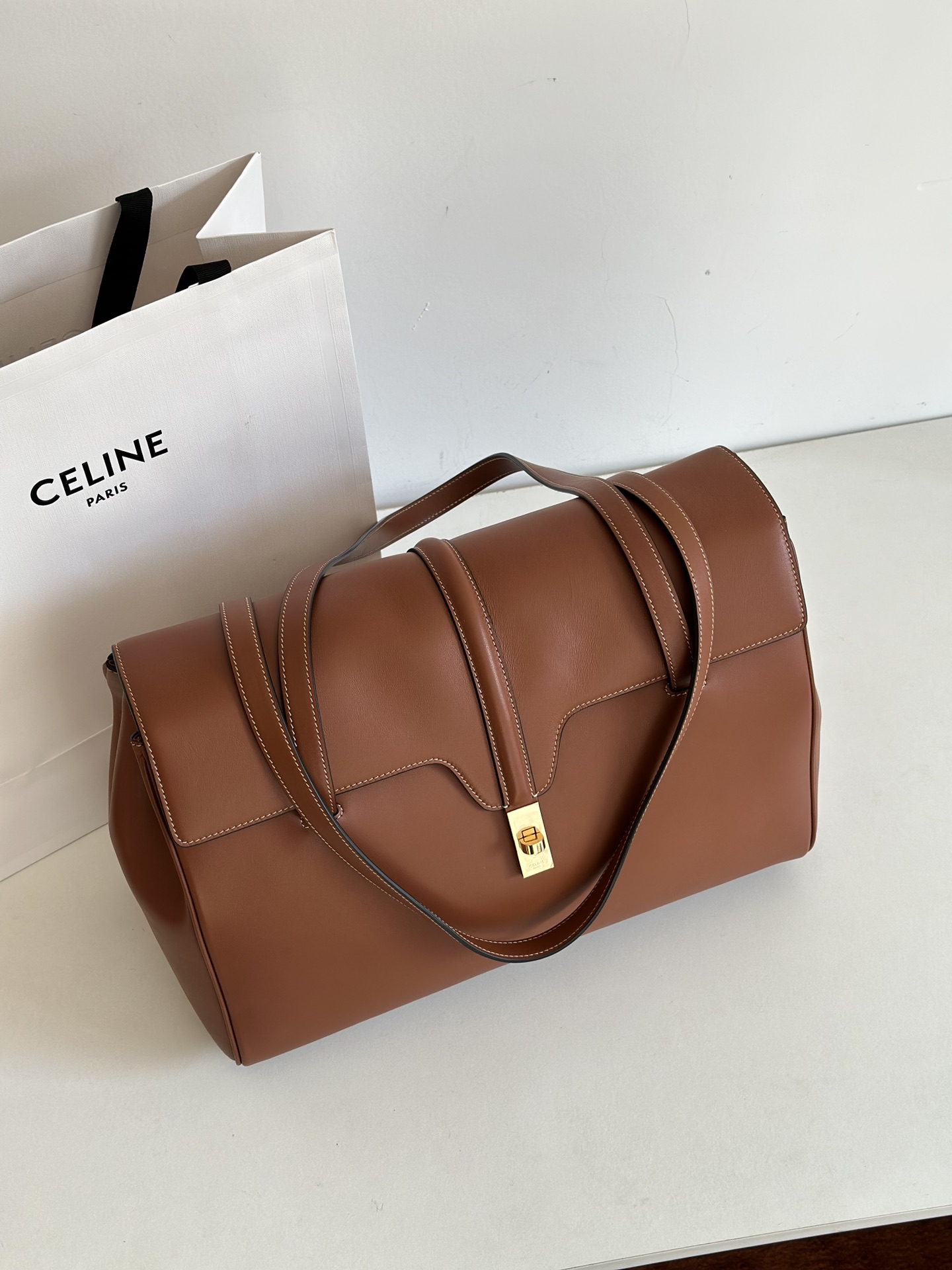 CELINE Large Soft 16 bag in Smooth Calfskin Tan 