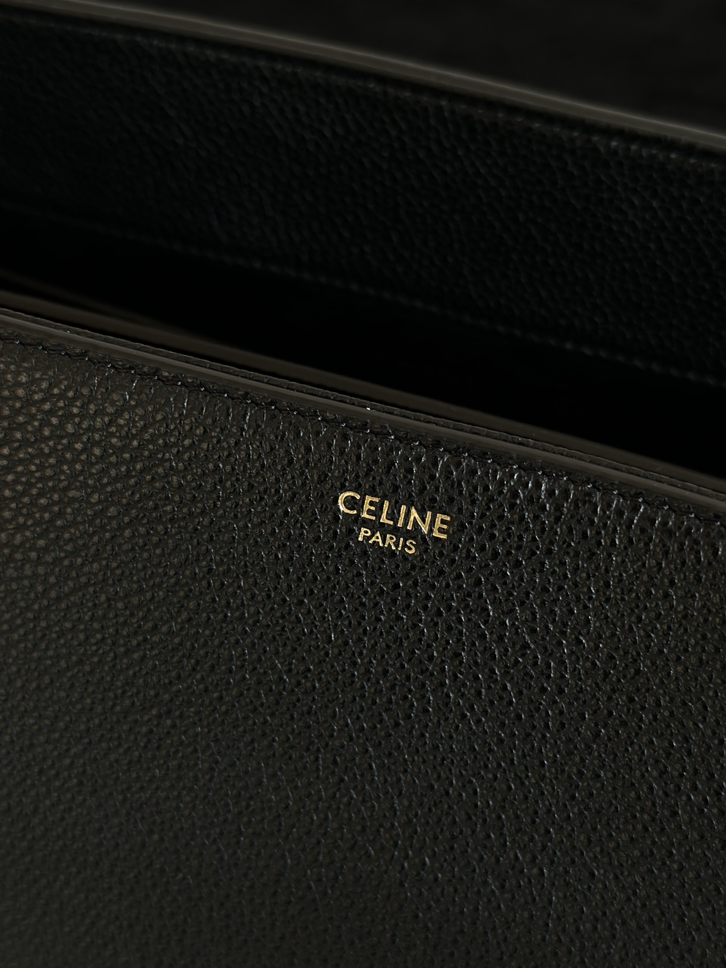 CELINE Large Soft 16 Bag in Supple Grained Calfskin Black