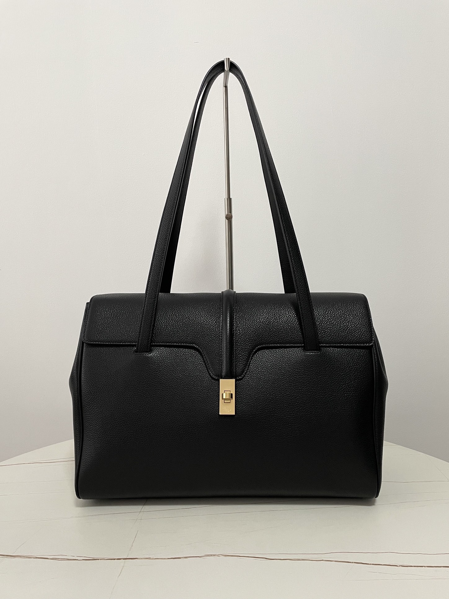 CELINE Large Soft 16 Bag in Supple Grained Calfskin Black