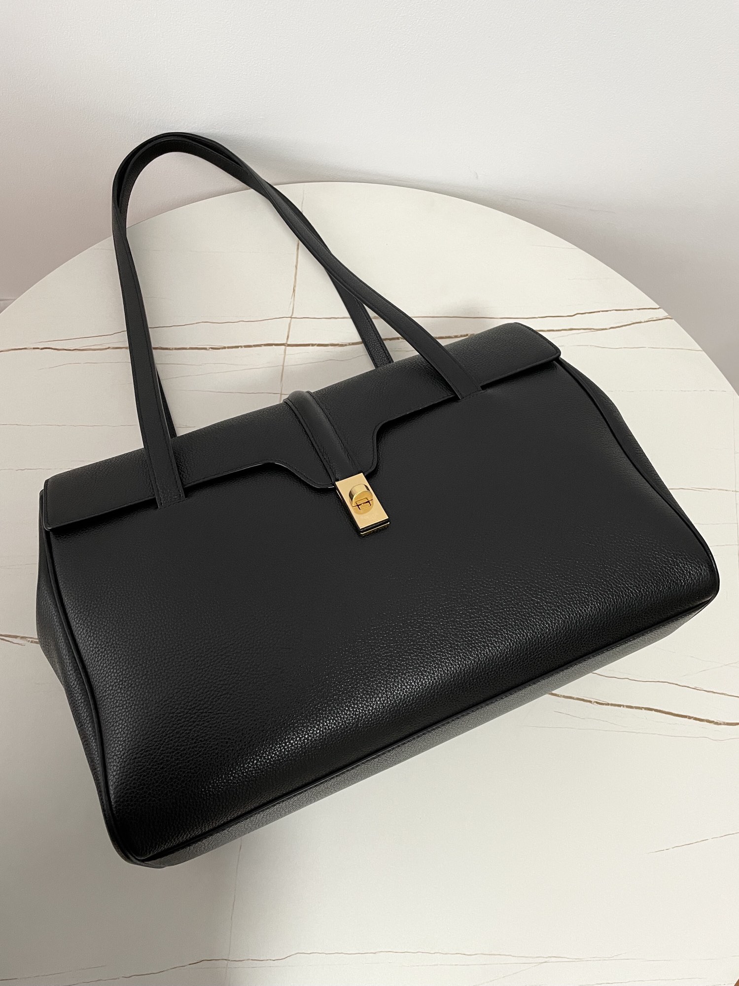 CELINE Large Soft 16 Bag in Supple Grained Calfskin Black