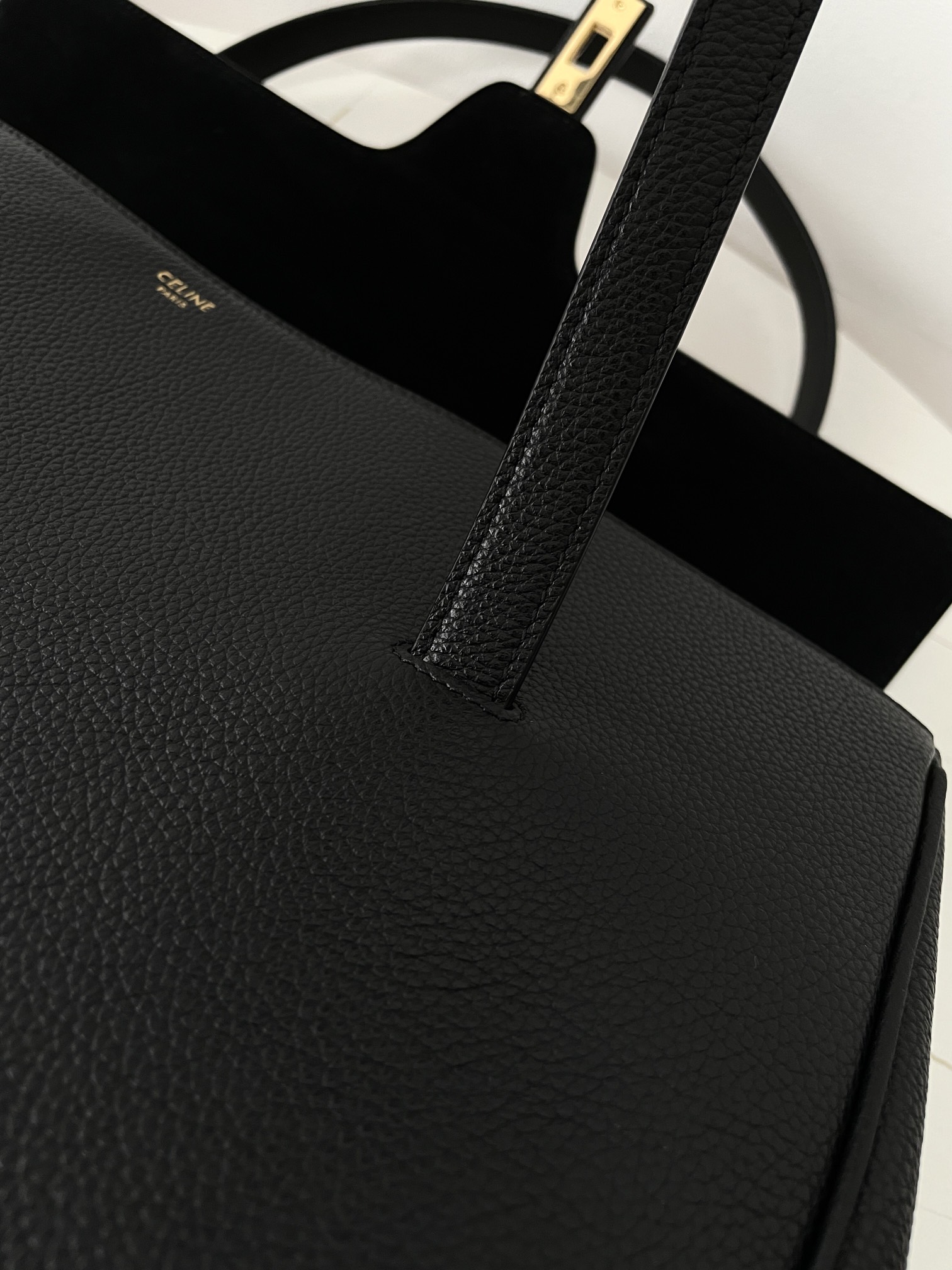 CELINE Large Soft 16 Bag in Supple Grained Calfskin Black