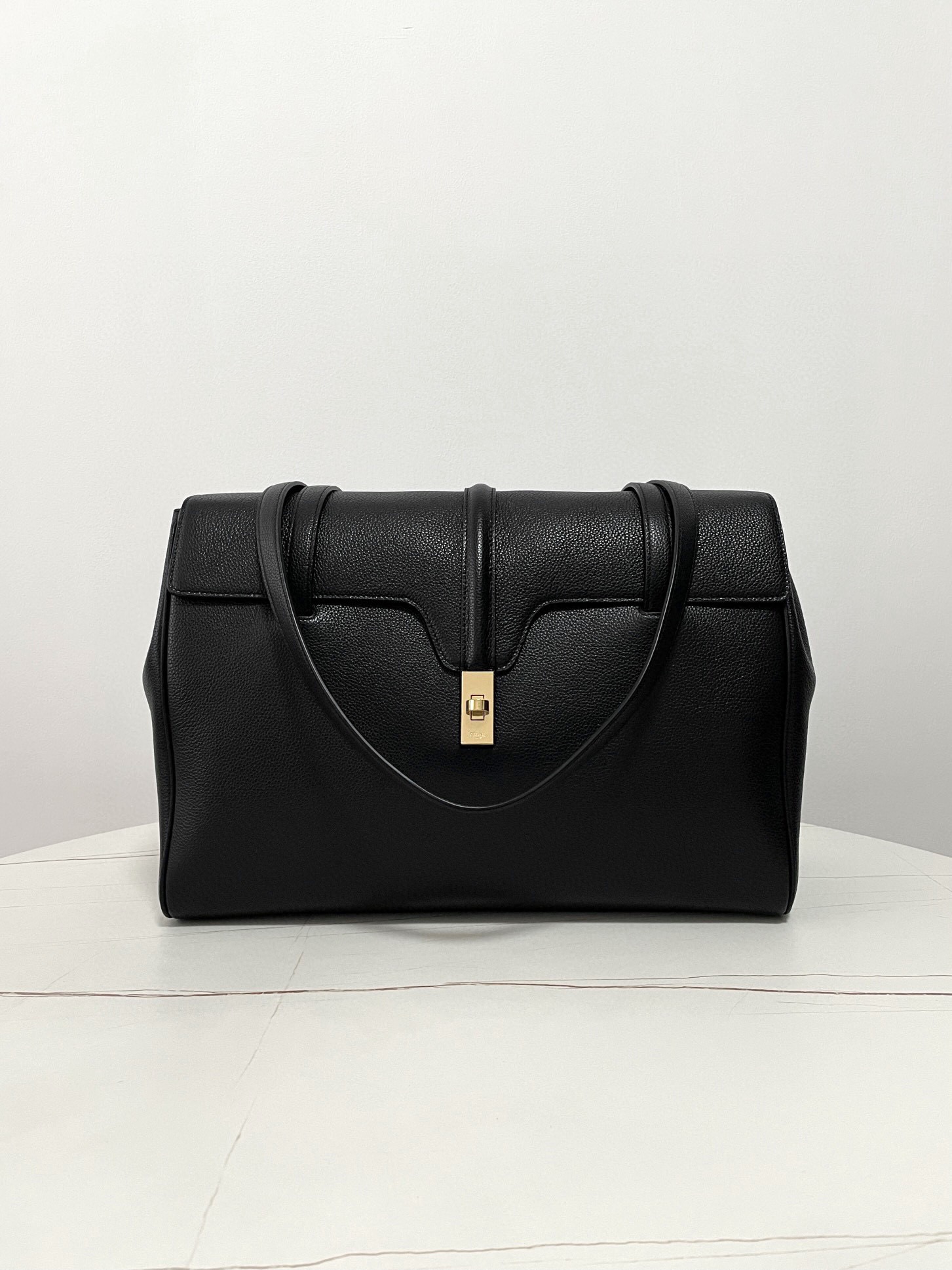 CELINE Large Soft 16 Bag in Supple Grained Calfskin Black