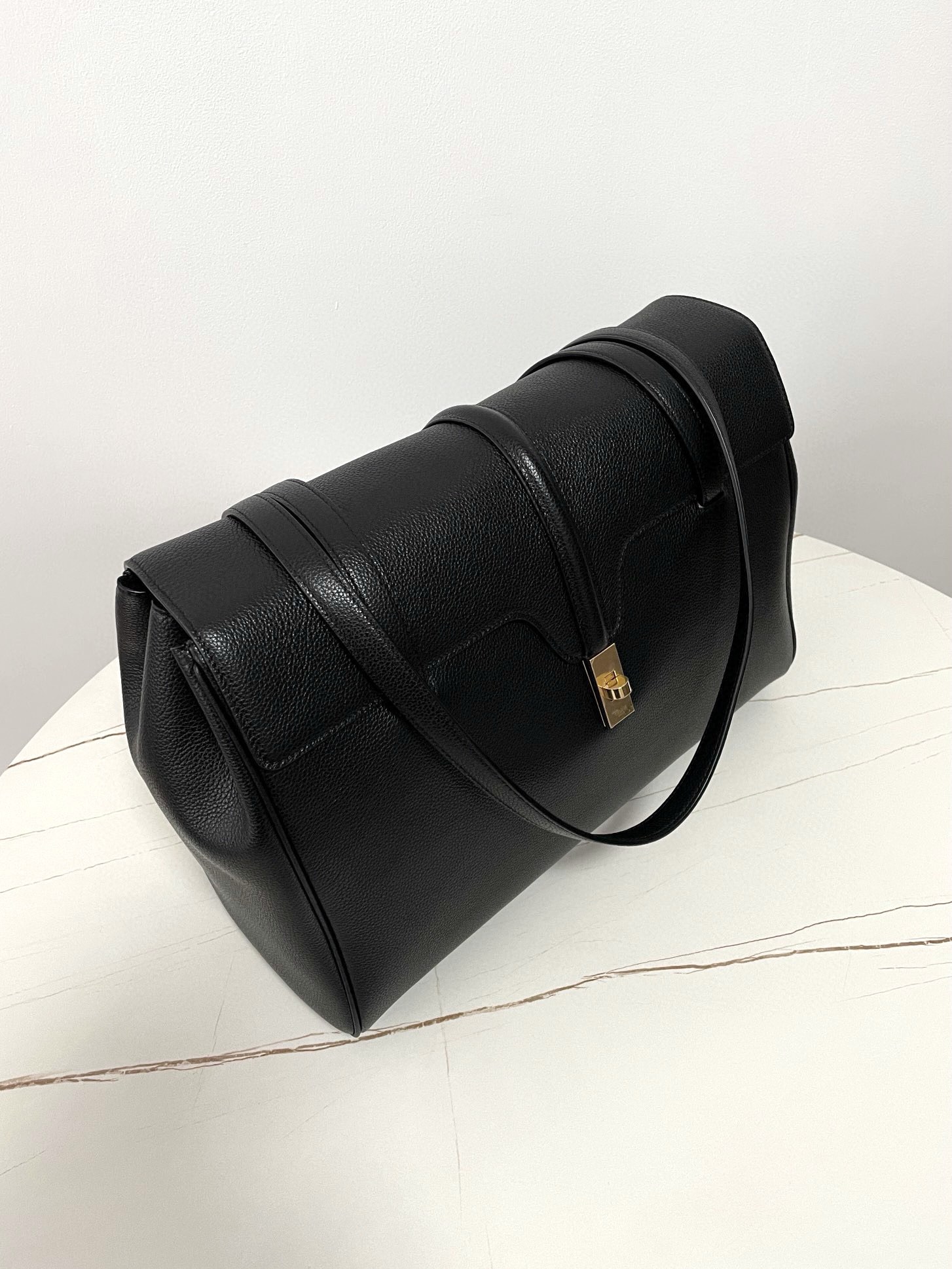 CELINE Large Soft 16 Bag in Supple Grained Calfskin Black