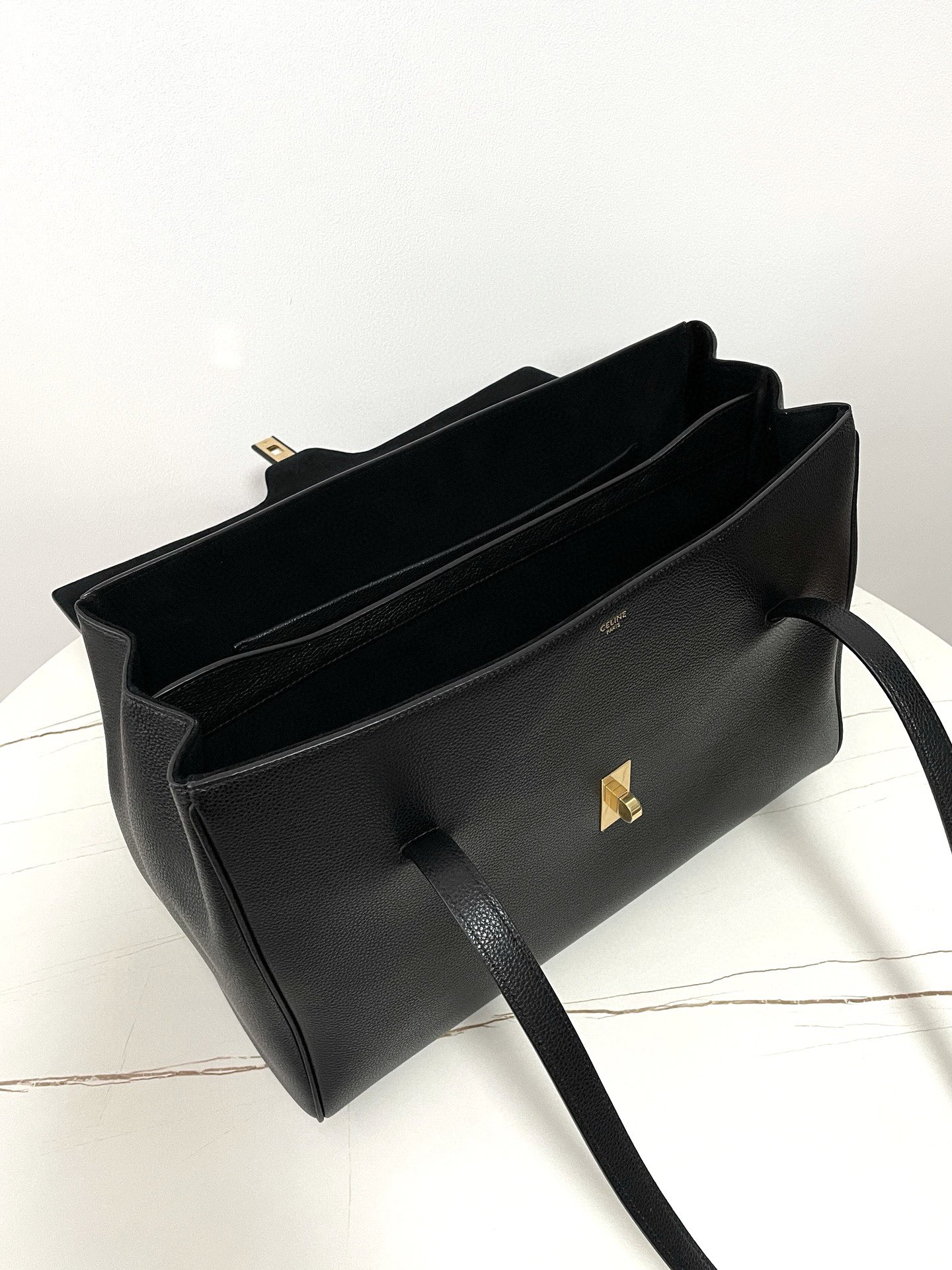 CELINE Large Soft 16 Bag in Supple Grained Calfskin Black