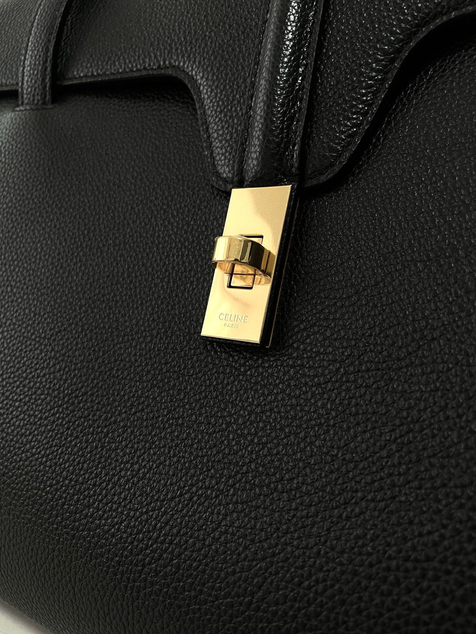 CELINE Large Soft 16 Bag in Supple Grained Calfskin Black