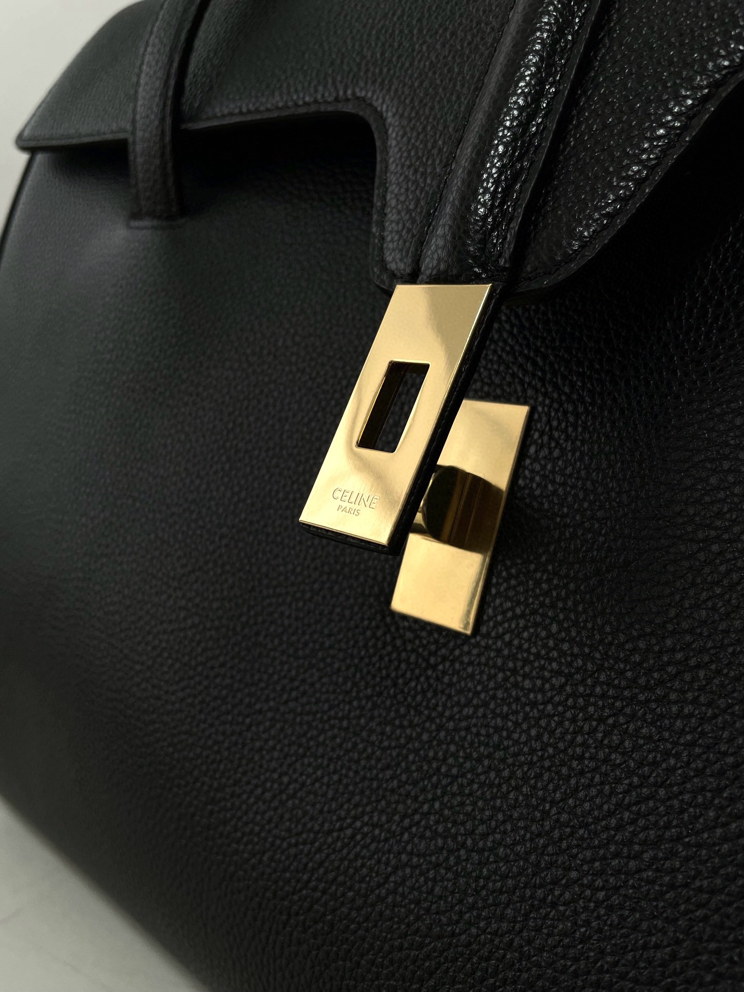 CELINE Large Soft 16 Bag in Supple Grained Calfskin Black