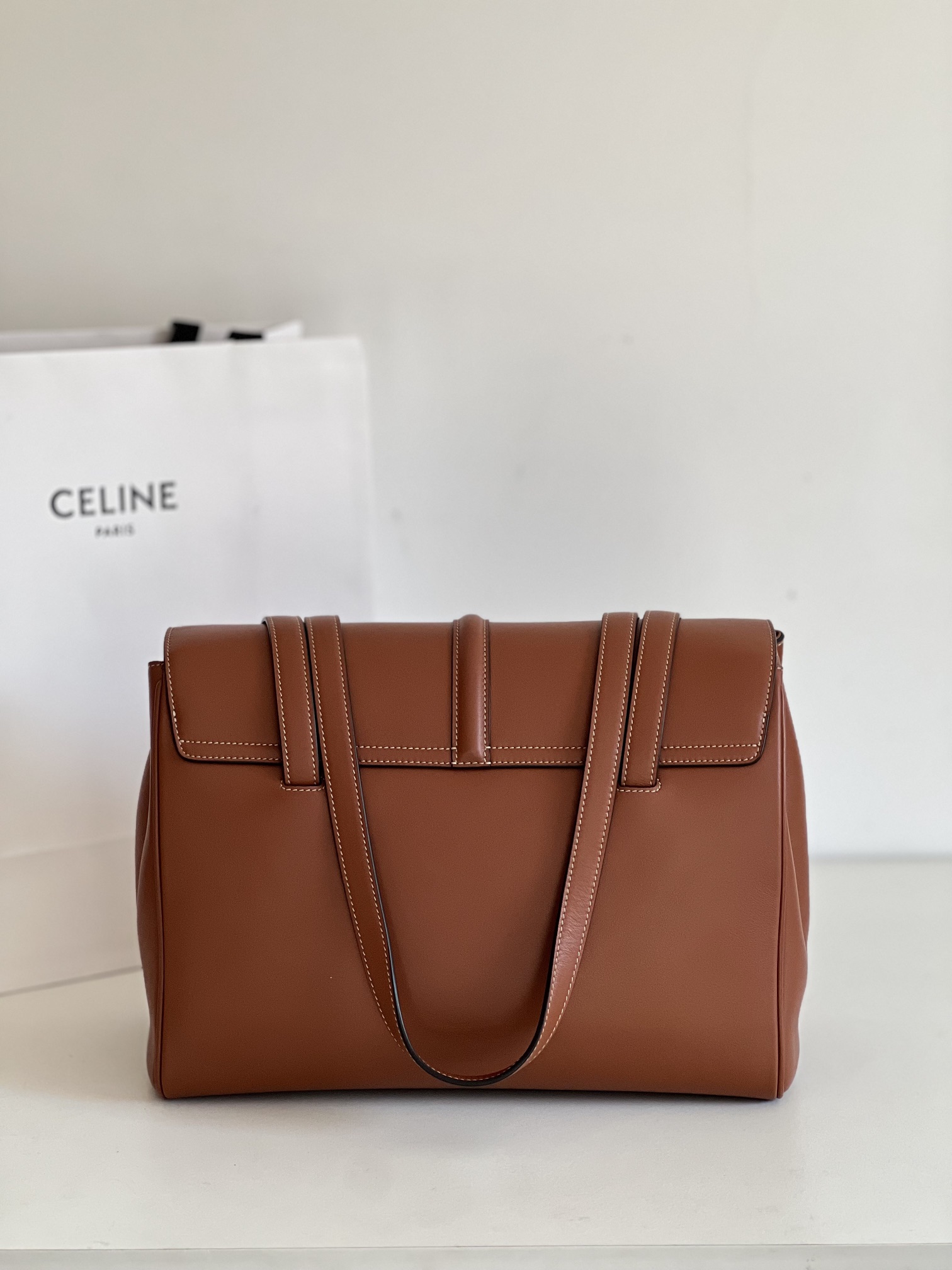 CELINE Medium Soft 16 bag in Smooth Calfskin Tan 