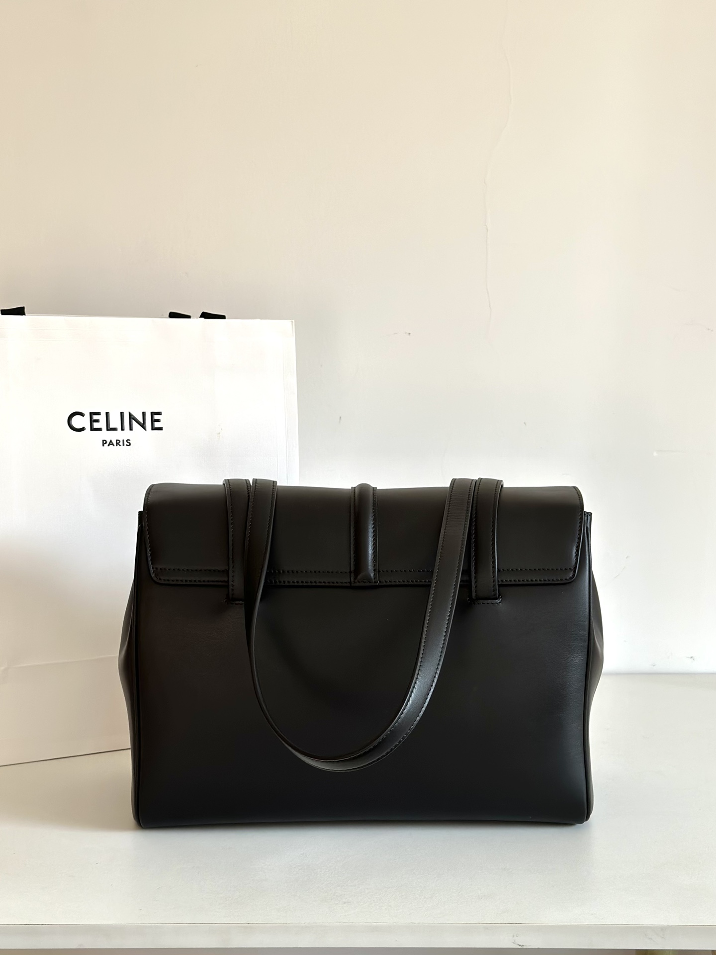 CELINE Medium Soft 16 bag in Smooth Calfskin Black