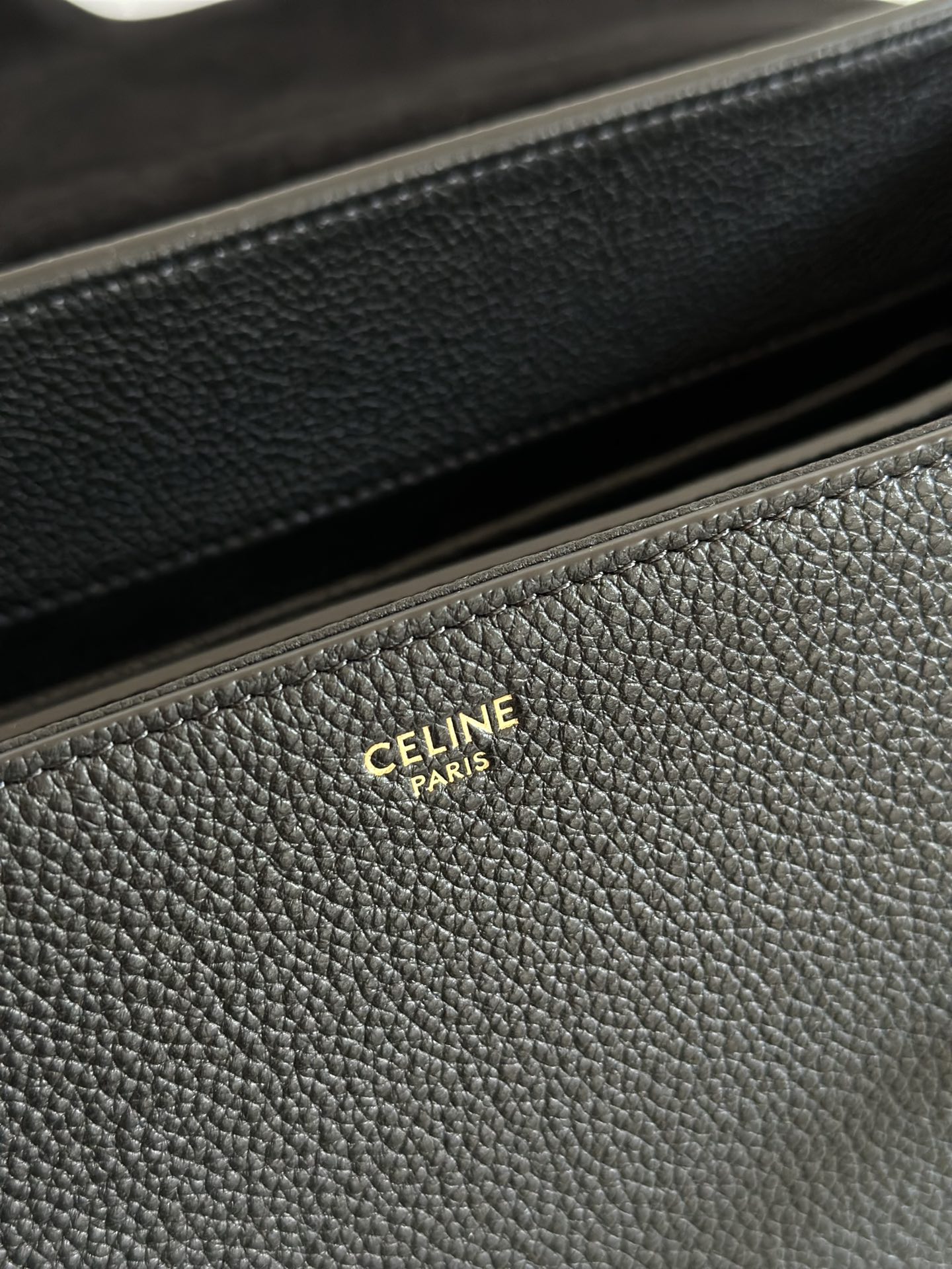 CELINE Medium Soft 16 bag in Supple Grained Calfskin Black