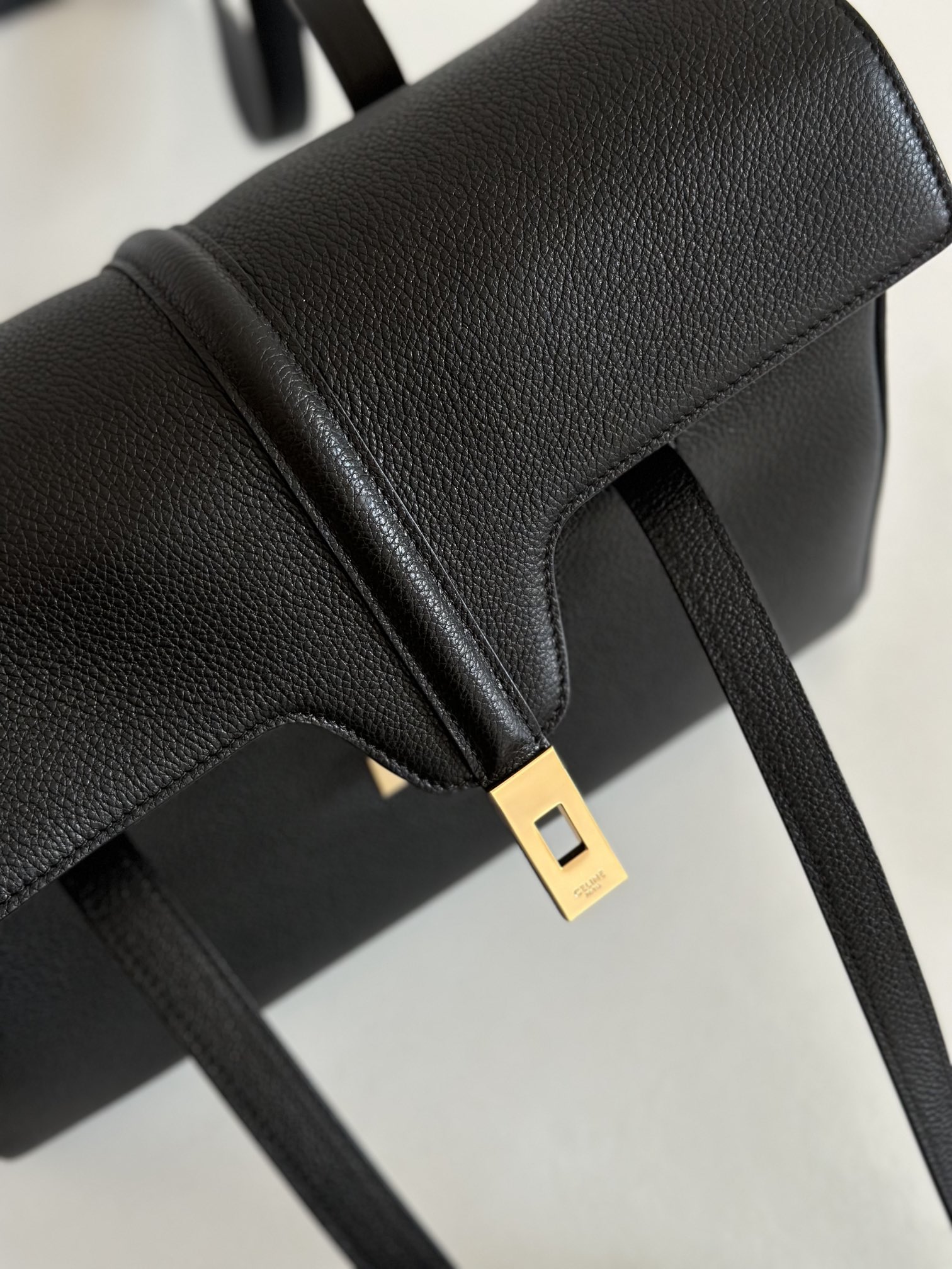 CELINE Medium Soft 16 bag in Supple Grained Calfskin Black