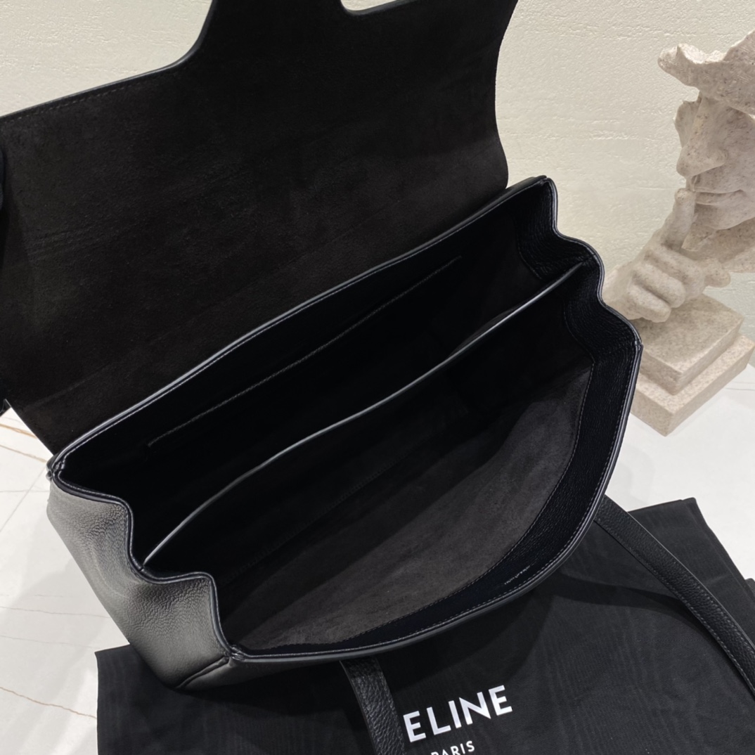 CELINE Medium Soft 16 bag in Supple Grained Calfskin Black