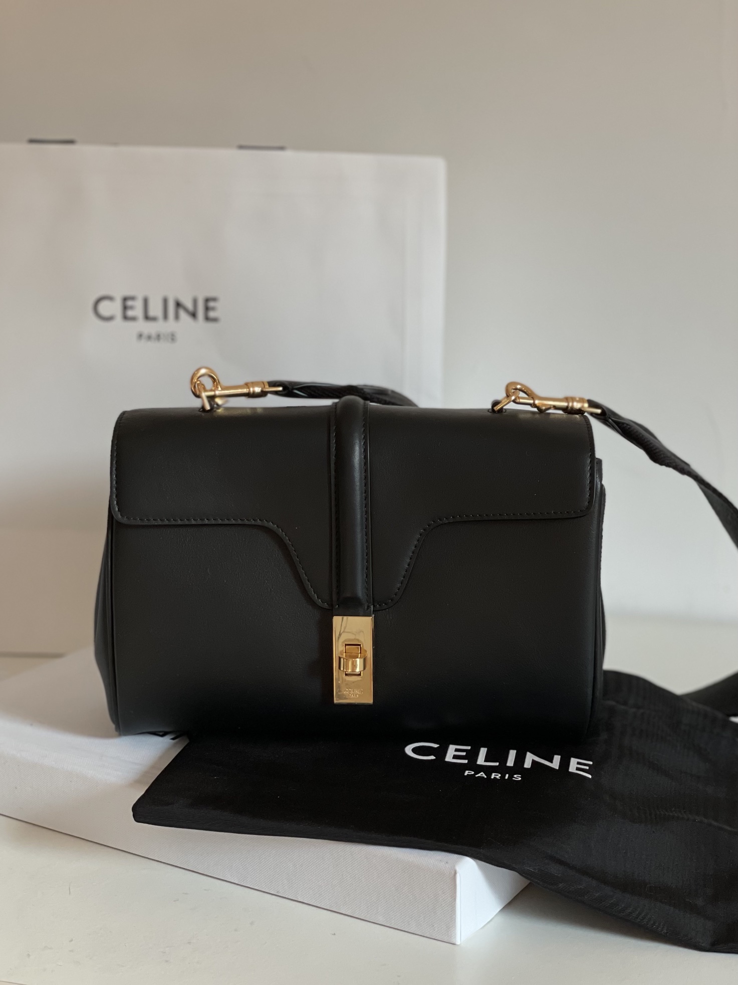 CELINE Teen Soft 16 in Smooth Calfskin Black