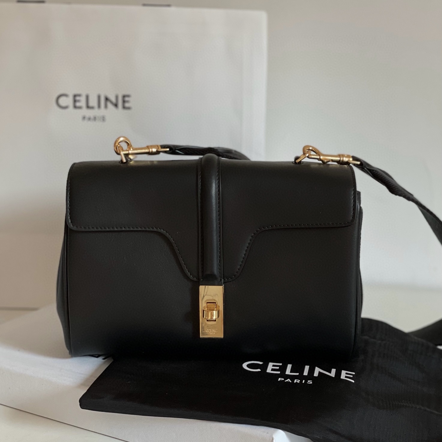 CELINE Teen Soft 16 in Smooth Calfskin Black