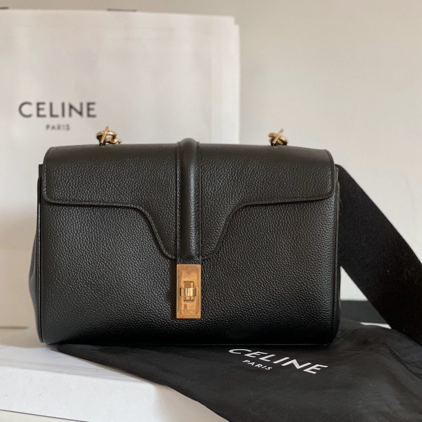 CELINE Teen 16 Soft in Supple Grained Calfskin Black