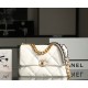 CHANEL Large 19 Flap Bag White Lambskin Mixed Metal Hardware