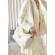 CHANEL Large 19 Flap Bag White Lambskin Mixed Metal Hardware