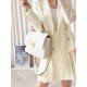 CHANEL Large 19 Flap Bag White Lambskin Mixed Metal Hardware