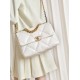 CHANEL Large 19 Flap Bag White Lambskin Mixed Metal Hardware