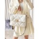 CHANEL Large 19 Flap Bag White Lambskin Mixed Metal Hardware