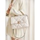 CHANEL Large 19 Flap Bag White Lambskin Mixed Metal Hardware