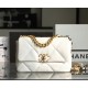 CHANEL Small 19 Flap Bag White Lambskin Mixed Metal Hardware