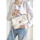 CHANEL Small 19 Flap Bag White Lambskin Mixed Metal Hardware