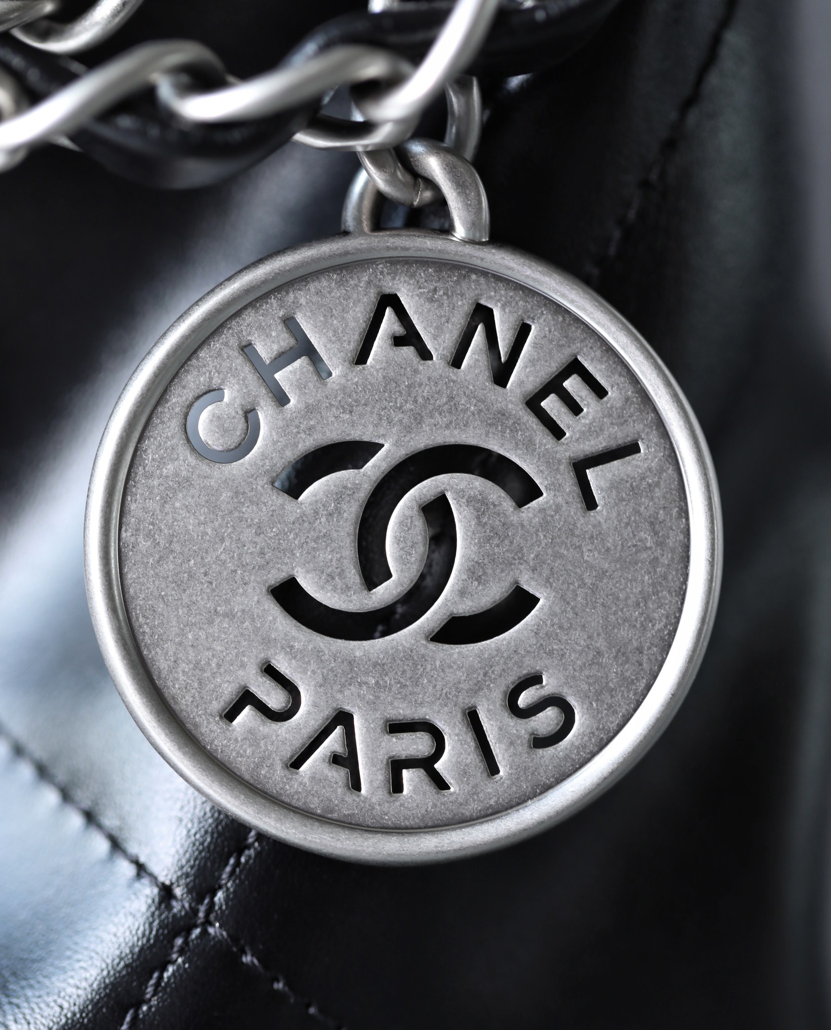 CHANEL Small 22 Bag Black Calfskin Silver Hardware