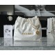 CHANEL Small 22 Bag White Calfskin Gold Hardware