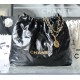 CHANEL Medium 22 Bag Black Calfskin Gold Hardware