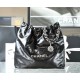 CHANEL Medium 22 Bag Black Calfskin Silver Hardware