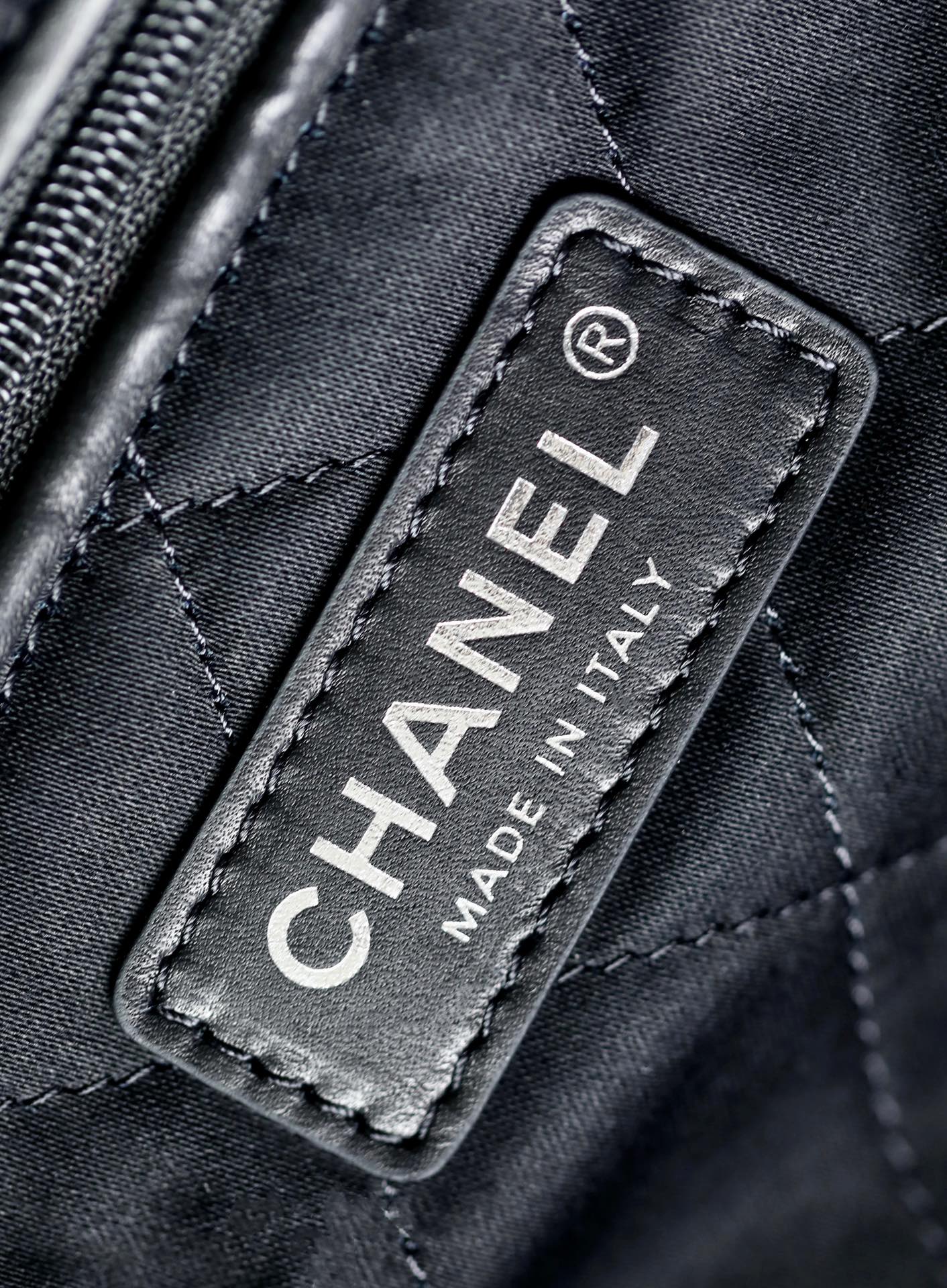 CHANEL Medium 22 Bag Black Calfskin Silver Hardware