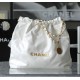 CHANEL Medium 22 Bag White Calfskin Gold Hardware