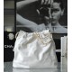 CHANEL Medium 22 Bag White Calfskin Gold Hardware